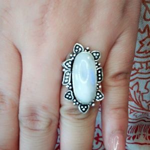 White Jasper Silver Ring